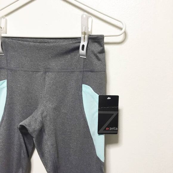 New! Z by Zella Teal Gray Crop Leggings - Picture 5 of 7